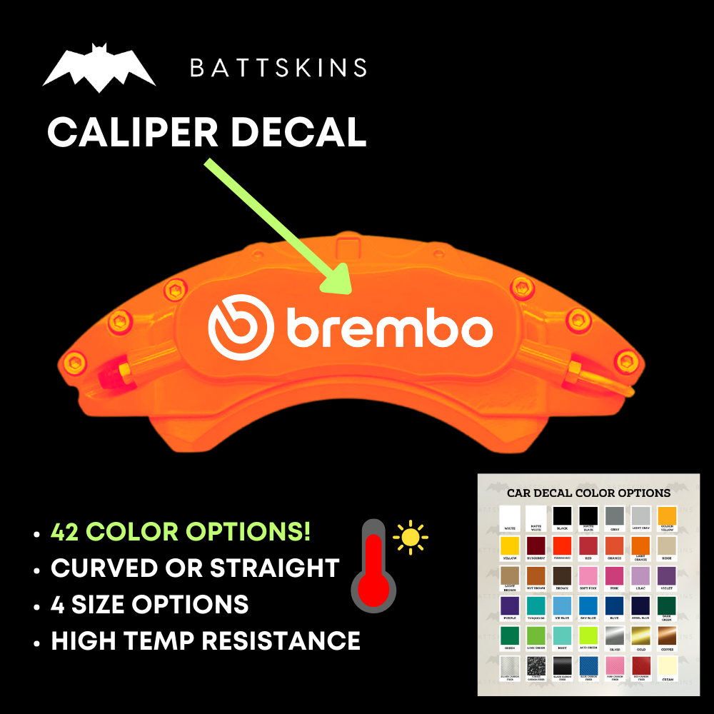 Brembo Caliper Decals 4 Sets (8 Decals) Set sizes 3, 4, 5, & 6