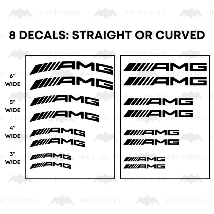 AMG Caliper Decals | 4 Sets (8 Decals) | Set sizes: 3, 4, 5, & 6"