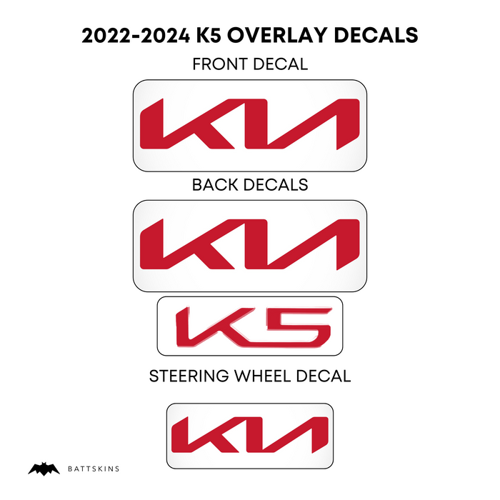 KIA K5 2022+ Overlay Decals | K5 Logo 4 Decals