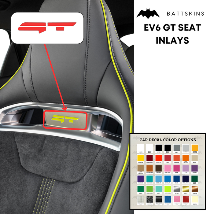 KIA EV6 "GT" Seat Inlay Decals for KIA EV6 GT - 1 Set (2 Decals)