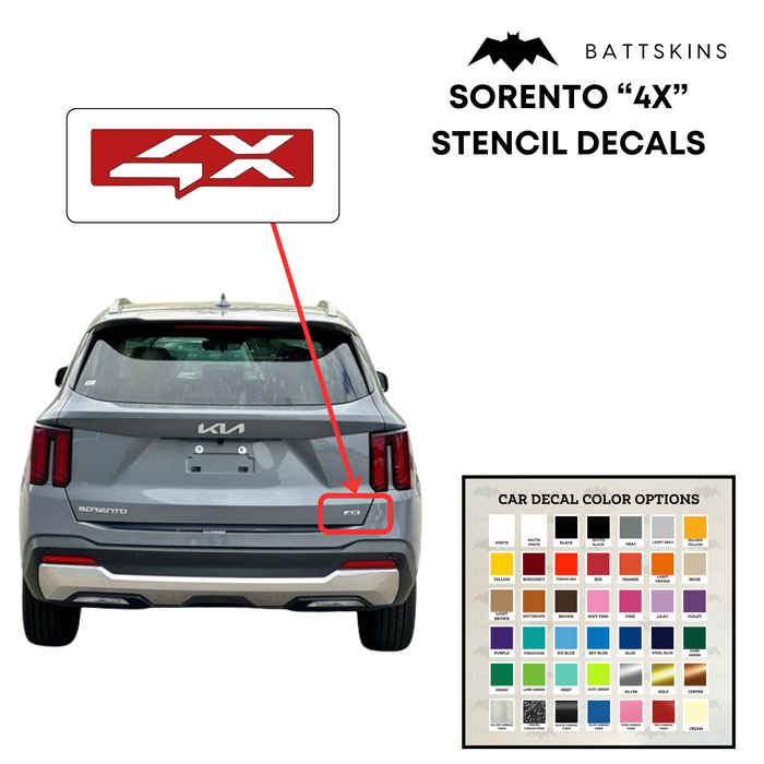 KIA Sorento "4X" Stencil Decal for KIA Sorento 2022+
