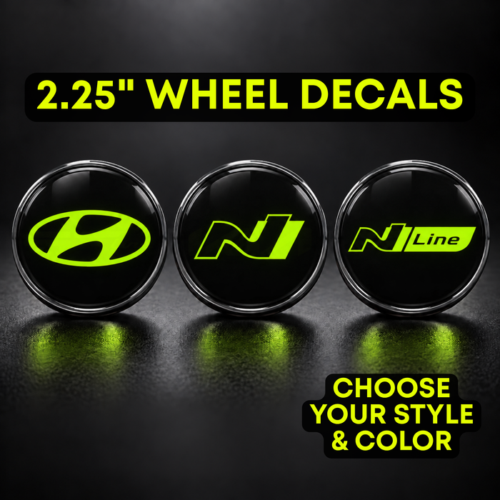 2.25" Wheel Center Cap Vinyl Decals on Hyundai models – Set of 4