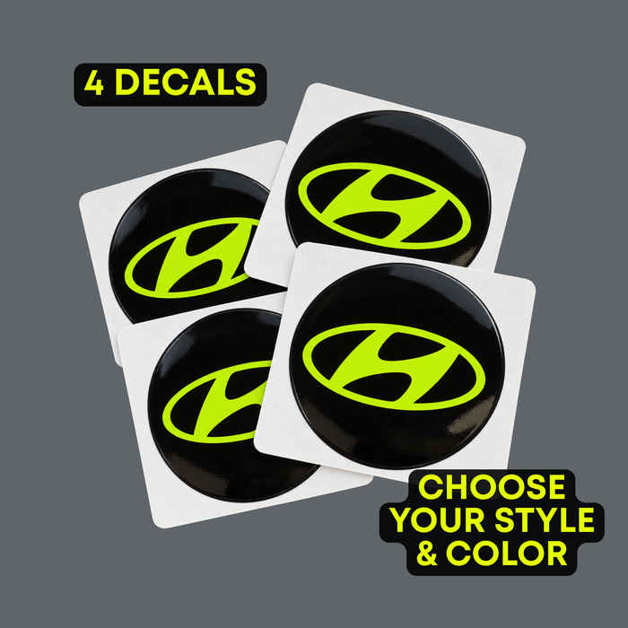 2.25" Wheel Center Cap Vinyl Decals on Hyundai models – Set of 4